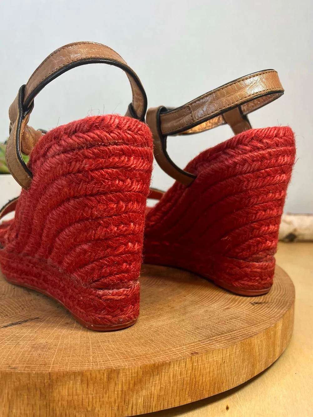 Marc by Marc Jacobs Colorblock Wedge Espadrilles - Red/Black - Size 39